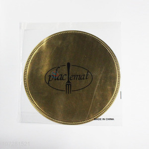 Good quality round food serving pvc placemat gold pvc table mat