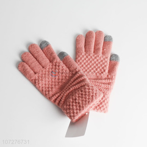 Factory Price Knitted Gloves Full Fingers Touchable Screen Gloves