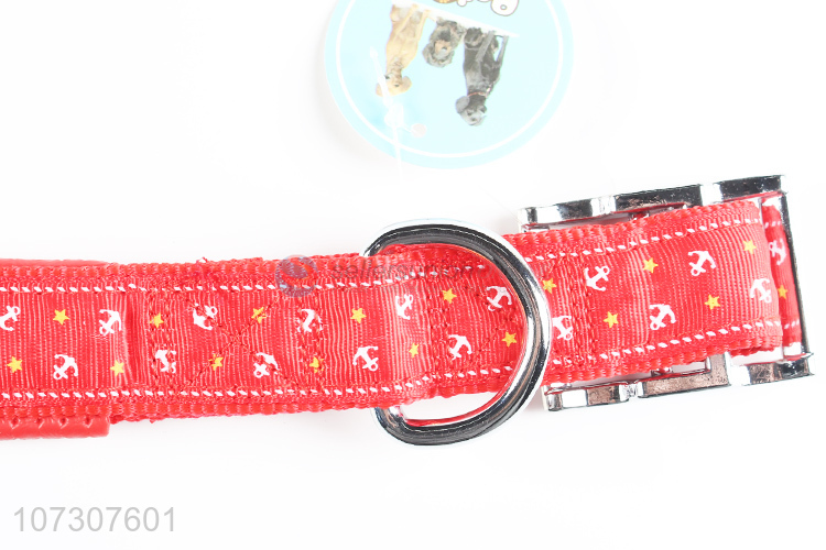 Promotional cheap pet accessories boat anchor printed dog collar