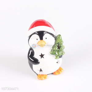 Hot sale penguin shape ceramic craft with light
