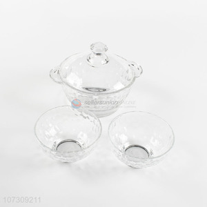 New Arrival Eco-Friendly 3Pcs Glass Salad Bowl Fruit Bowl Set