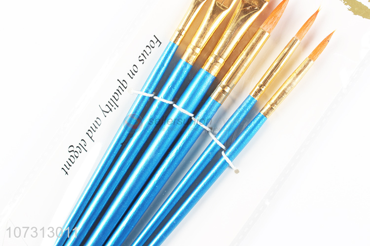 Latest design art supplies 6pcs wooden handle painting brush watercolor paintbrush