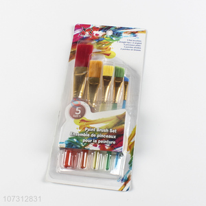 Good market art supplies 5pcs plastic handle painting brush watercolor <em>paintbrush</em>