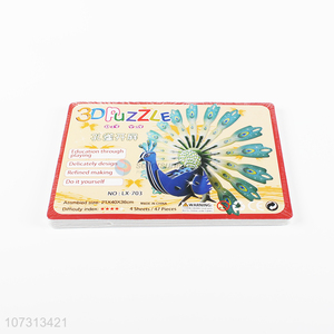 China supplier 3d peacock puzzle jigsaw kids DIY toys