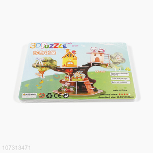 Latest design children paper puzzle 3D animal tree house puzzle toy