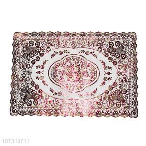 Design Rectangle Red Gold Laser Placemat Pvc Heat Resistant Placemat For Sale