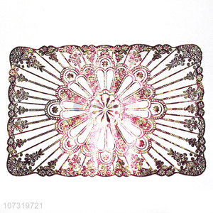 New Arrival Rectangle Red Gold Laser Placemat Fashion Pvc Table Mat