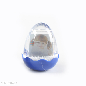 New Product Egg Shape Picture Frames Snowglobe Plastic Photo Frame