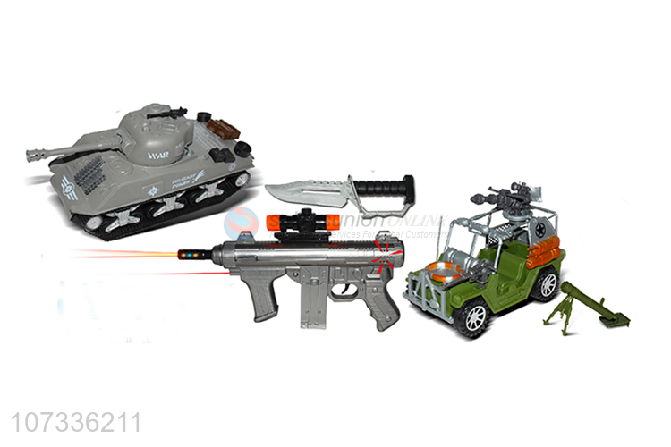 Good Sale Infrared Sound-Light Submachine Gun/Grenade Inertial Tanks Play Set