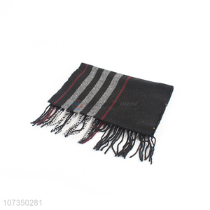 Hot sale British style winter men polyester knitting <em>scarf</em> with tassels