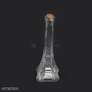Wholesale creative tower shape glass wishing bottle with cork stopper
