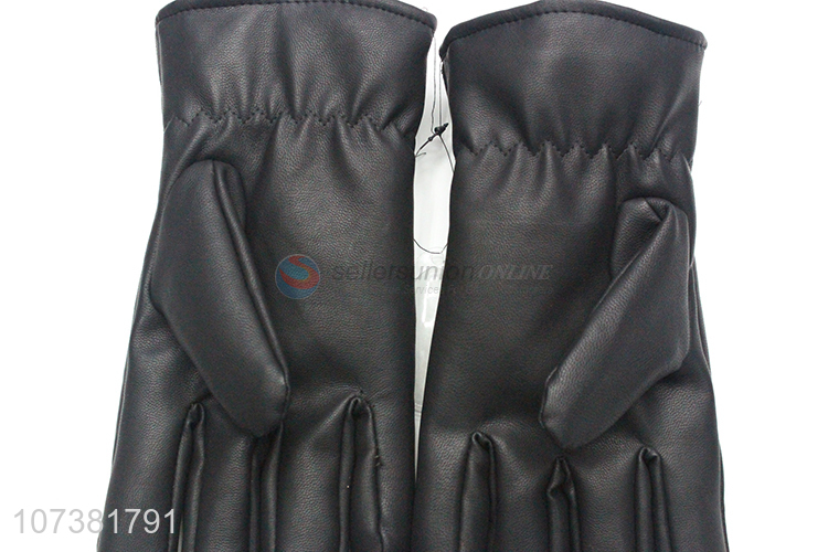 Fashion Style Women Washed Leather Gloves Winter Warm Gloves