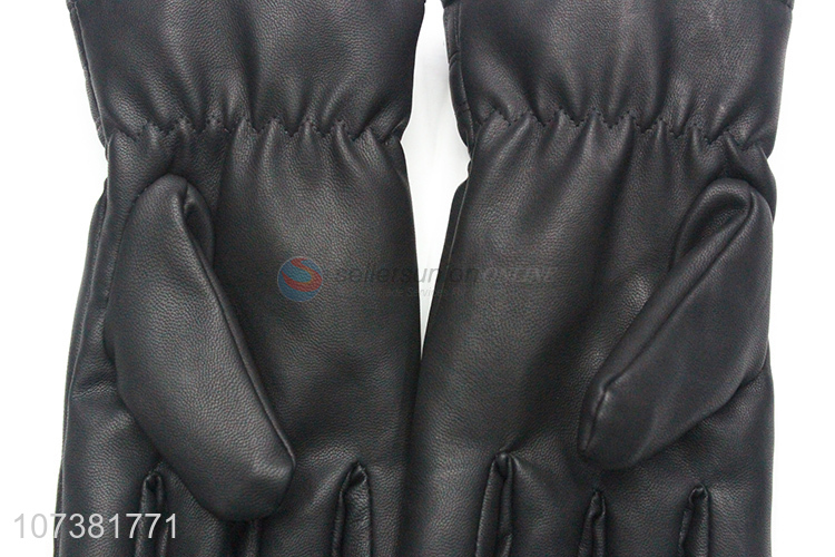 Lowest Price Balck Simple Durable Soft Washed Leather Gloves