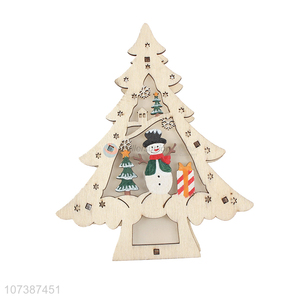 Factory direct sale wooden Christmas tree Christmas carving <em>crafts</em> with led light