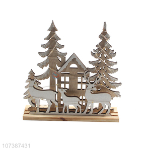 Good sale Christmas <em>crafts</em> led wooden tree house wooden ornaments
