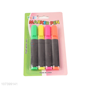 Low price colorful 4 pieces plastic highlighter <em>marking</em> <em>pen</em> set