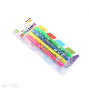 Wholesale safe 4 pieces plastic highlighter quick dry <em>marking</em> <em>pen</em>