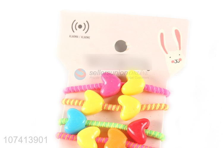 Hot sale colorful hair band elastic hair tie with heart charms