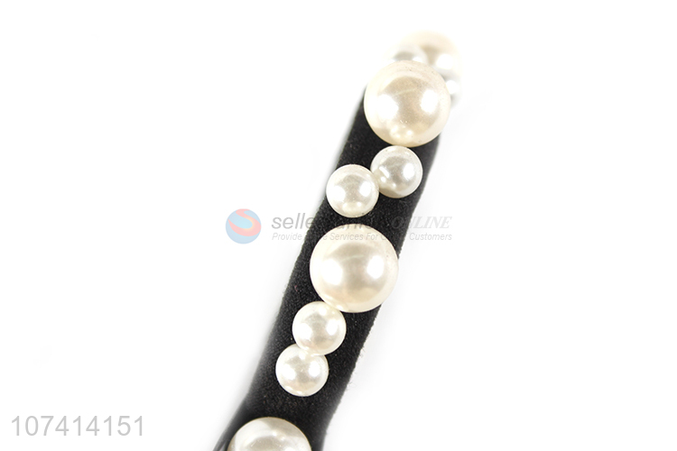 Promotional fashion hair rope elastic hair band with pearls