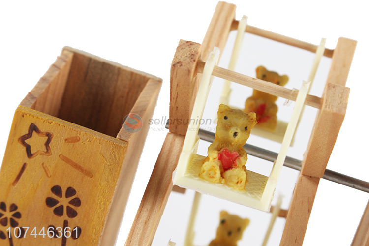 Hot Selling Cute Bear Wooden Crafts With Music