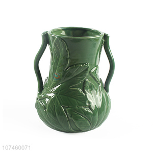 New Style Green Ceramic Receptacle Flower Vase For Home <em>Decoration</em>