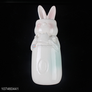 Cute Design Ceramic Rabbit Flower Vase Decorative <em>Crafts</em>