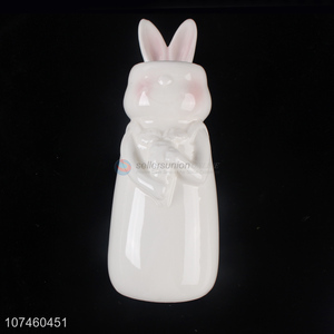 Factory Price Cute Rabbit Shape Ceramic Vase Fashion Flower Receptacle