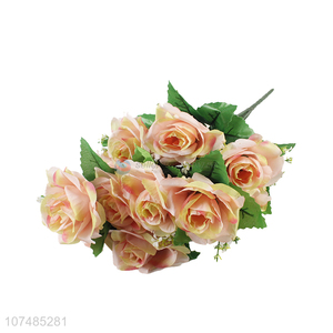 Low price decorative 12 heads simulation rose plastic bouquet