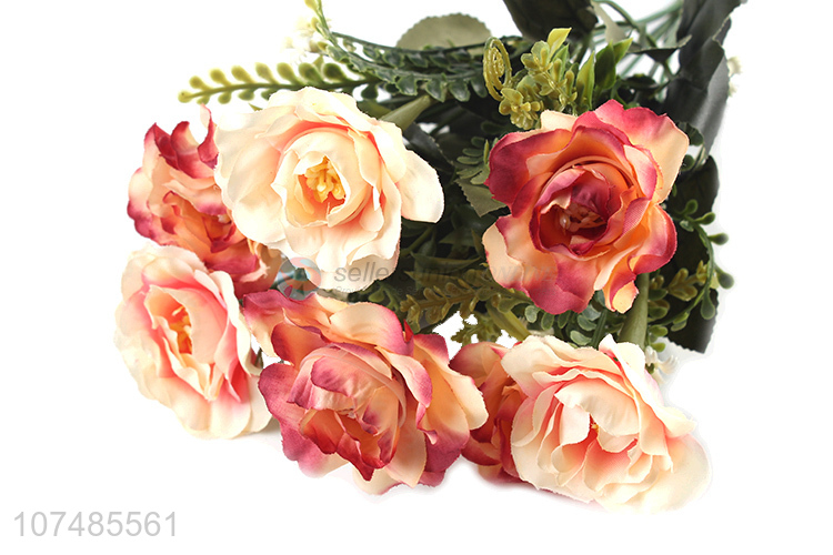 Most popular indoor decoration 7 heads European rose artificial bouquet