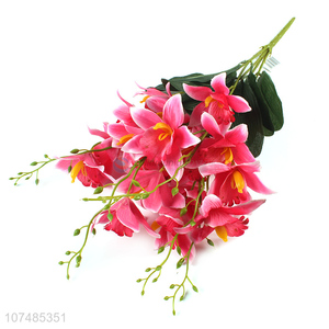 Premium products indoor decoration 5 heads plastic orchid artificial bouquet