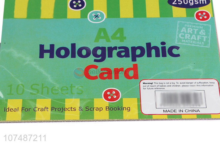 Premium quality 250g 10 sheets colour paper holographic card paper