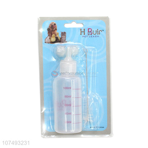 Custom Plastic Milk Bottle Pet Feeding Bottle With Cleaning Brush