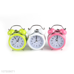 High quality fashion twin bell alarm clock metal table clock with light