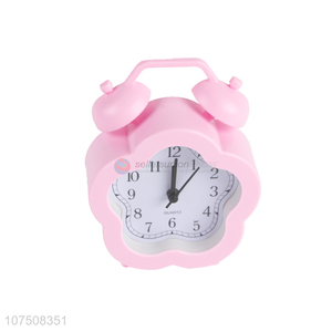 Wholesale flower shape twin bell alarm clock fashion <em>desk</em> clock