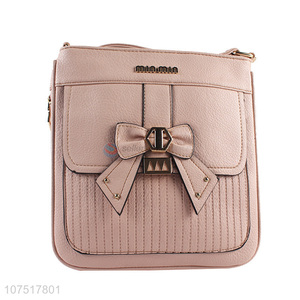 Delicate Bowknot Design PU Leather Shoulder Bag With Zipper