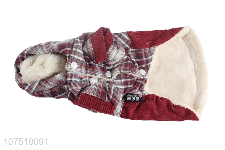 Bottom price dog apparel check pattern corduroy dog jacket coat