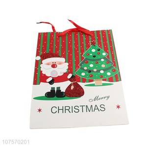 Good quality Father Christmas paper gift bag glitter paper bag