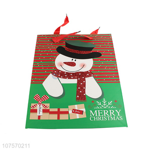 Hot sale Christmas snowman paper gift bag glitter packing bag