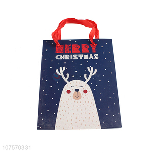 Excellent quality Christmas bear paper gift bag glitter present bag