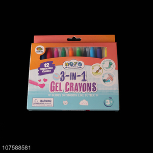 Competitive Price 12 Colors 3 In 1 Washable Gel Crayons