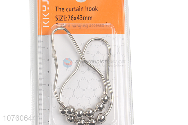 Fashion Style Metal Shower Curtain Rings Hooks With Beads