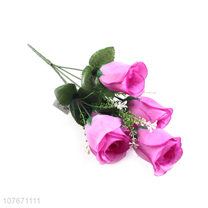 Purple 5head plastic artificial flower with low price