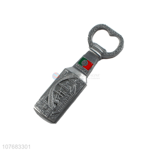 Promotional siver metal crafts souvenir metal fridge magnet with opener