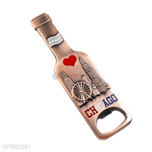 Top seller beer bottle shape magnetic fridge sticker with opener