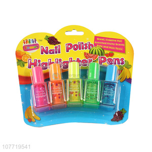 Custom 5 Pieces Nail Polish Shape Fruity Scents Highlighter Marker Set