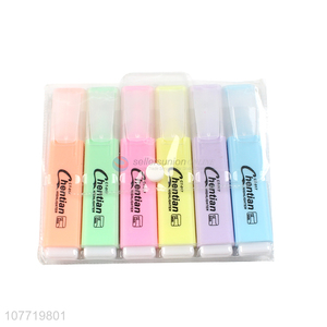 Hot Sale 6 Pieces Highlighter Marker Color Fluorescent Marker Pen Set