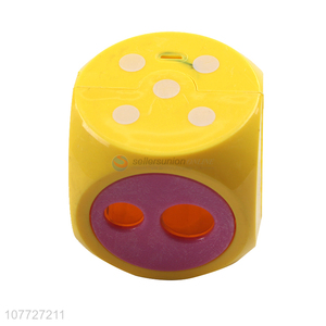 Creative design dice shape sharpener double holes plastic pencil sharpener