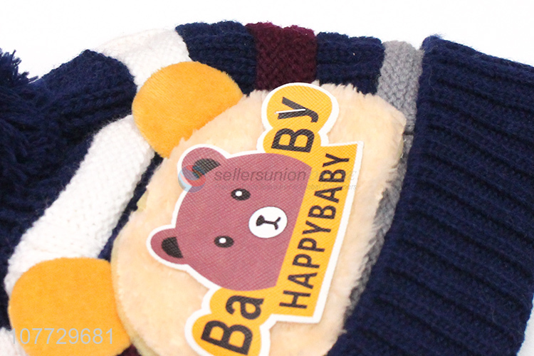 Hot sale cartoon animal kids winter acrylic knitted earmuff beanie hat