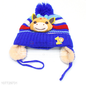 Wholesale cartoon animal toddler outdoor thermal knitted <em>earmuff</em> beanie cap