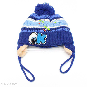 New design cartoon hat toddler outdoor thermal knitted <em>earmuff</em> beanie cap